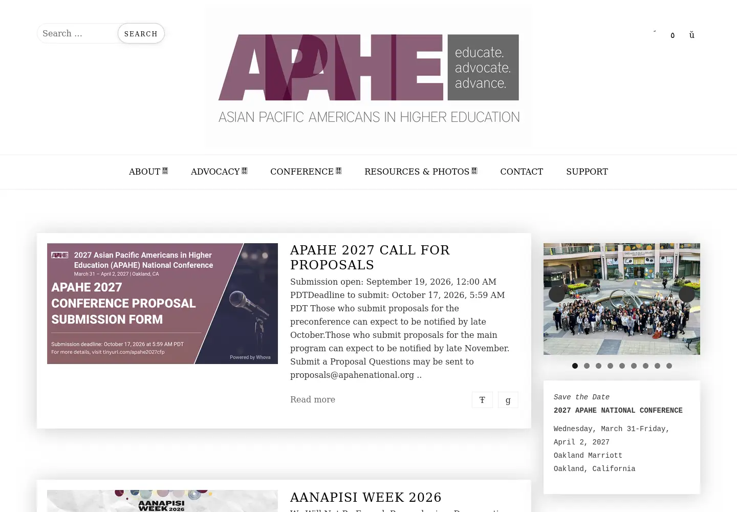 Screenshot of apahenational.org