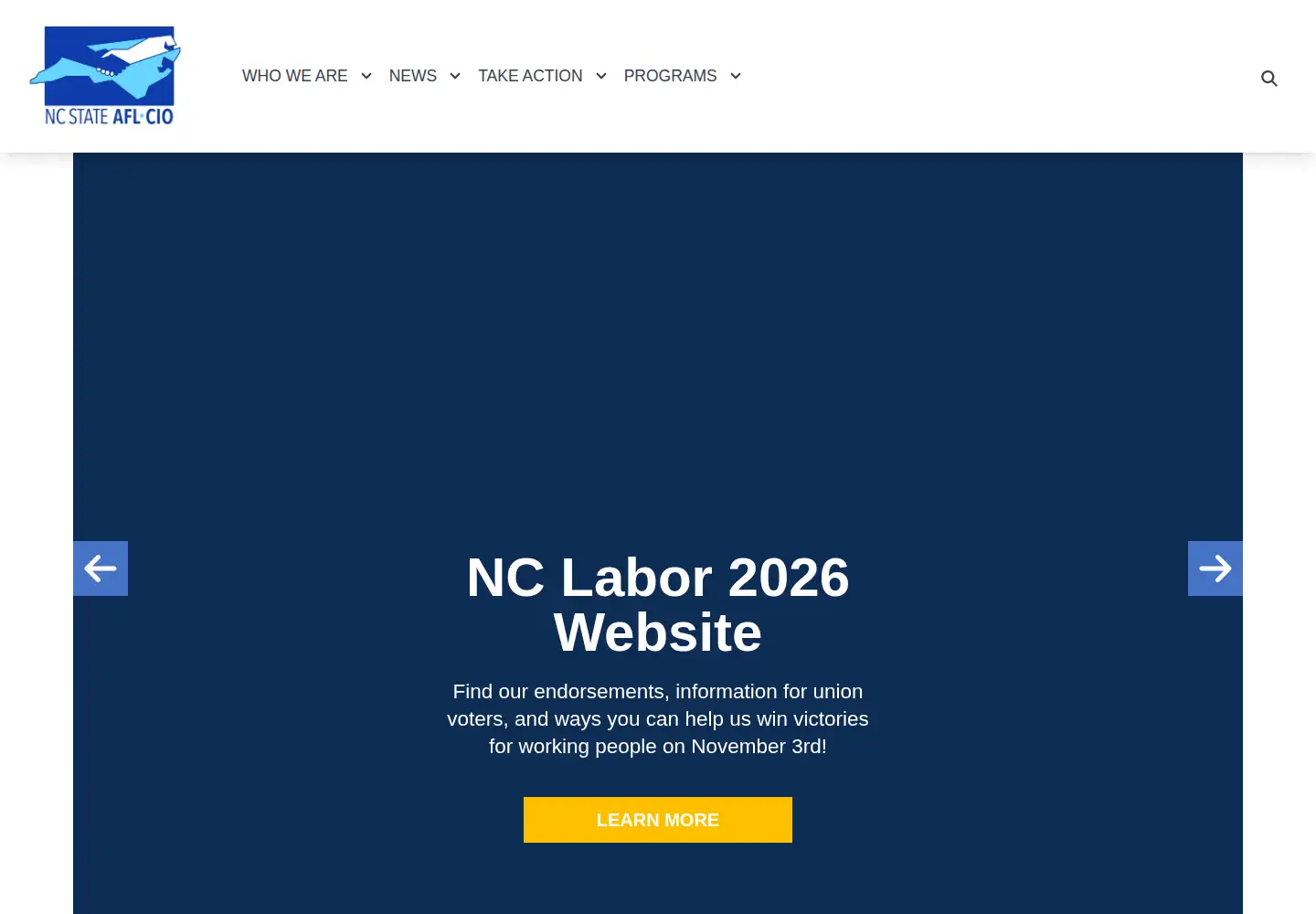 Captured homepage of aflcionc.org in the current scan