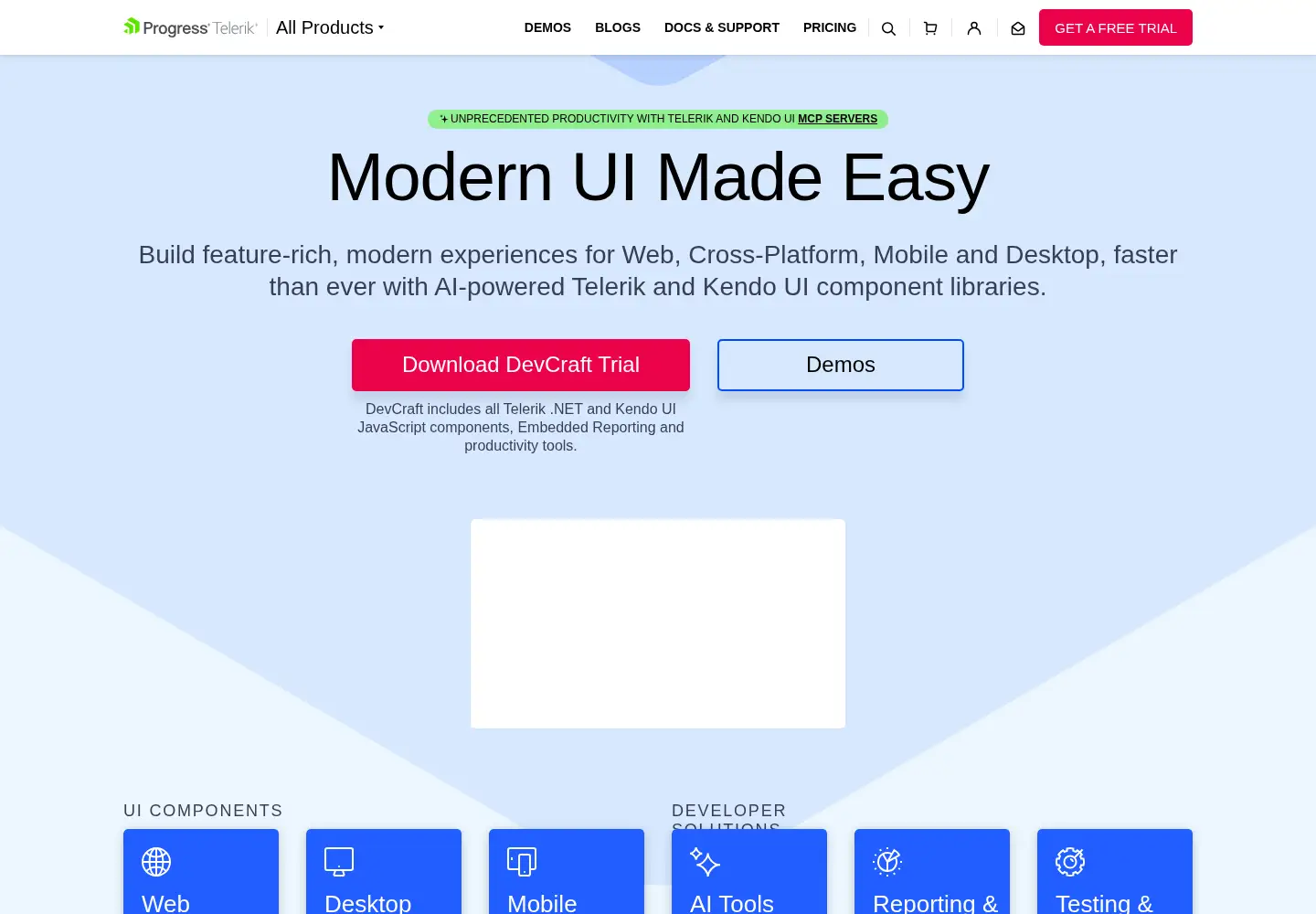 Screenshot of telerik.com