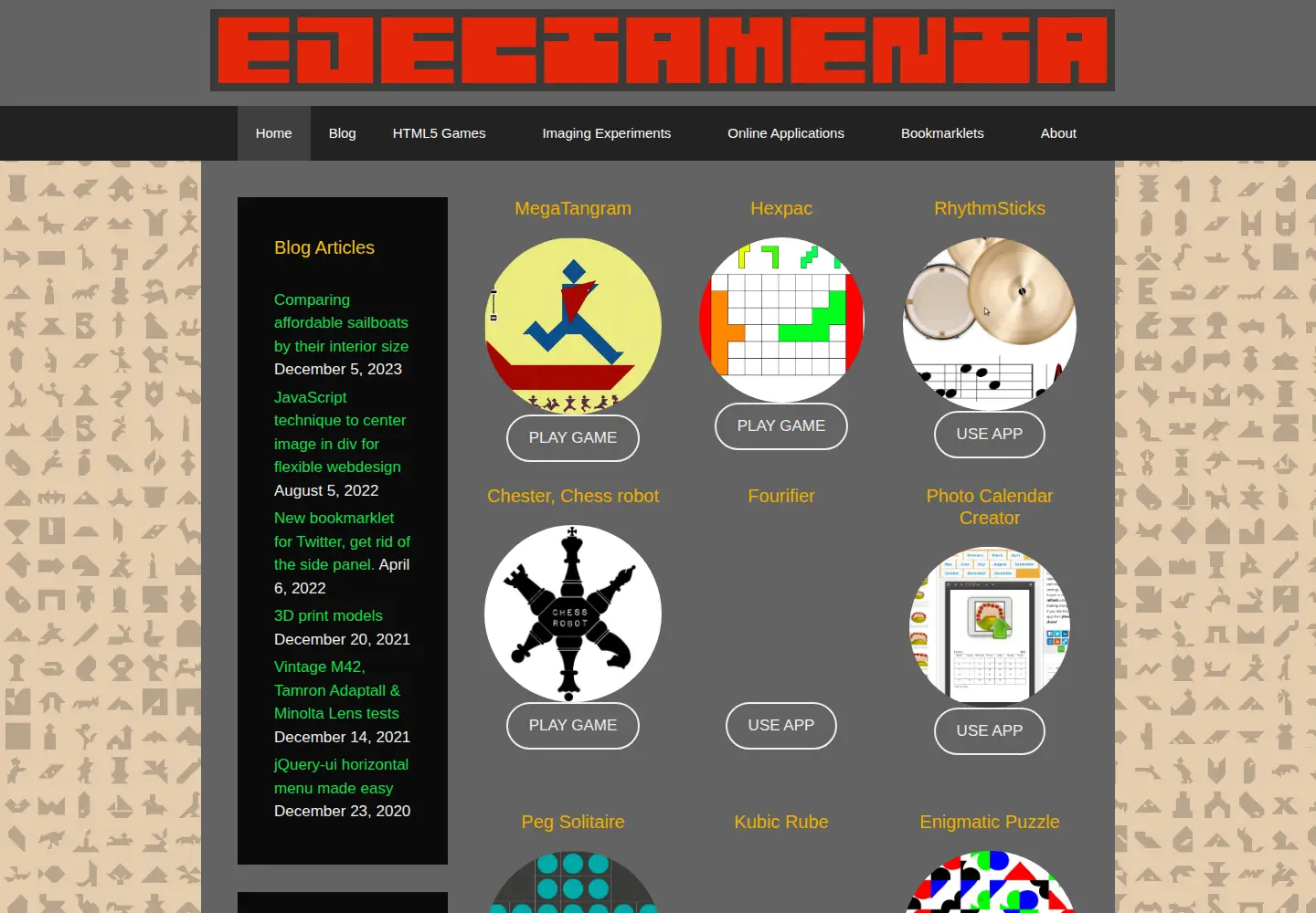 Captured homepage of ejectamenta.com in the current scan