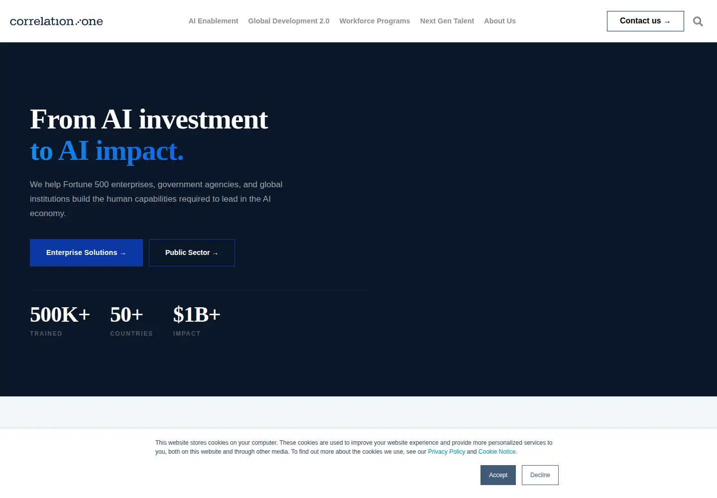 Captured homepage of correlation-one.com in the current scan
