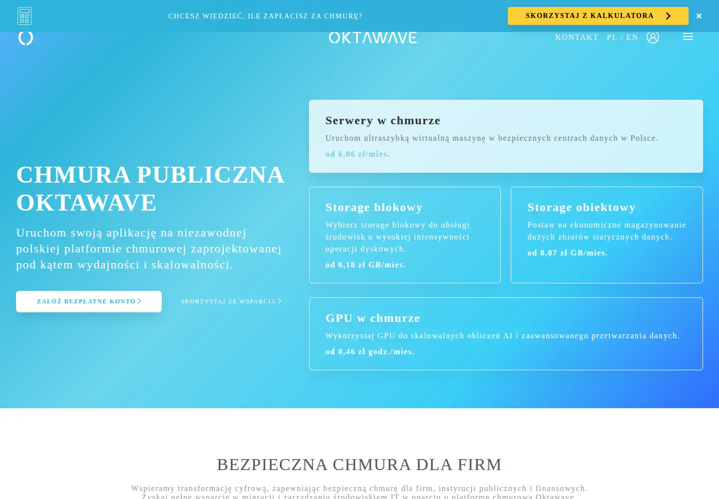 Screenshot of oktawave.com