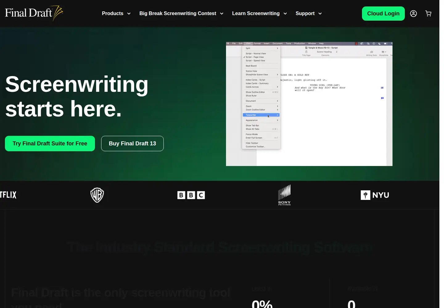 Screenshot of finaldraft.com