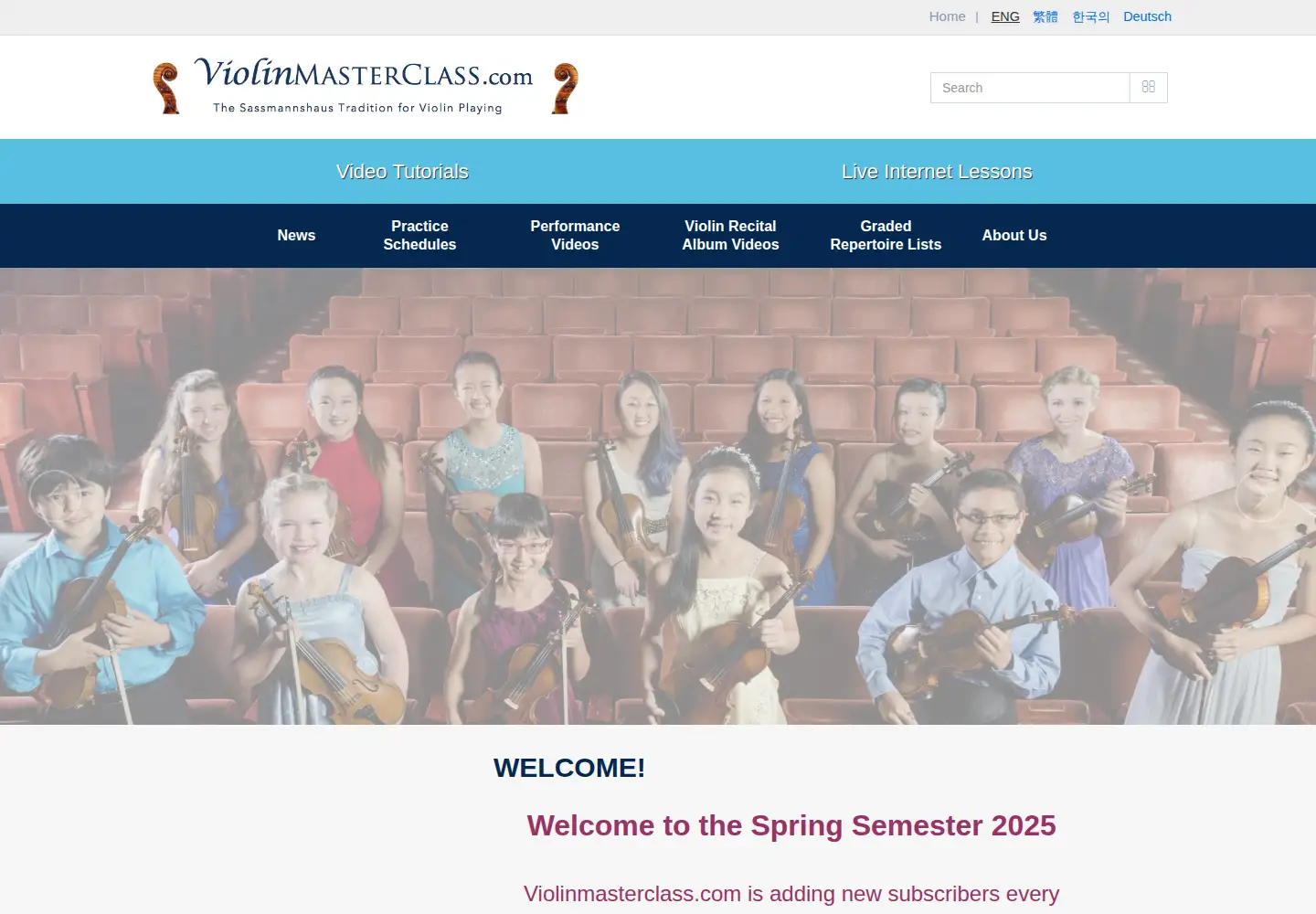 Captured homepage of violinmasterclass.com in the current scan
