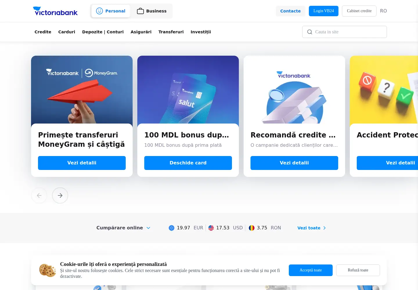 Screenshot of victoriabank.md