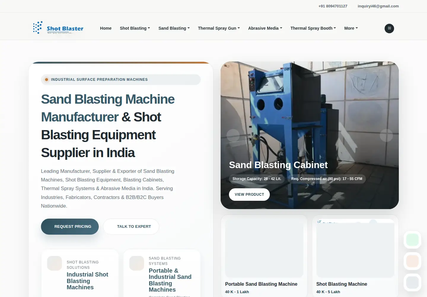 Captured homepage of sandblastingmachine.in in the current scan