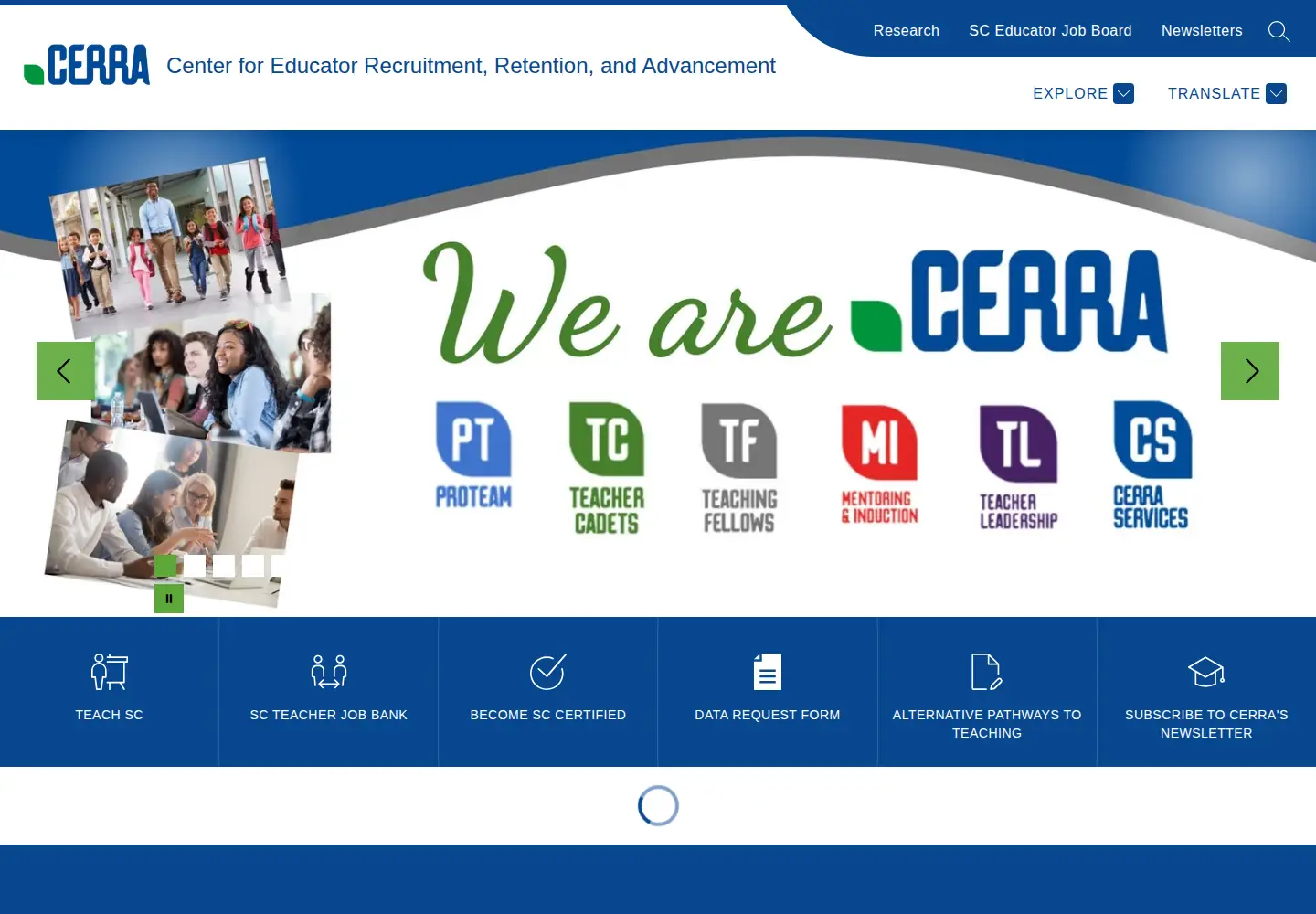 Captured homepage of cerra.org in the current scan