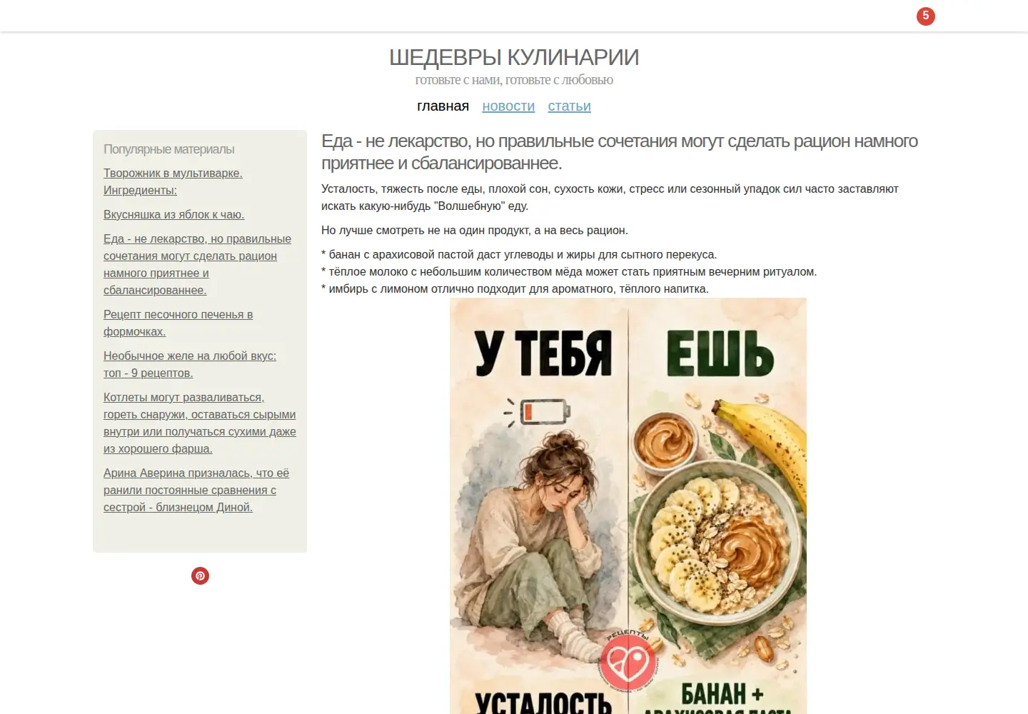 Captured homepage of shedevrykulinarii.com in the current scan