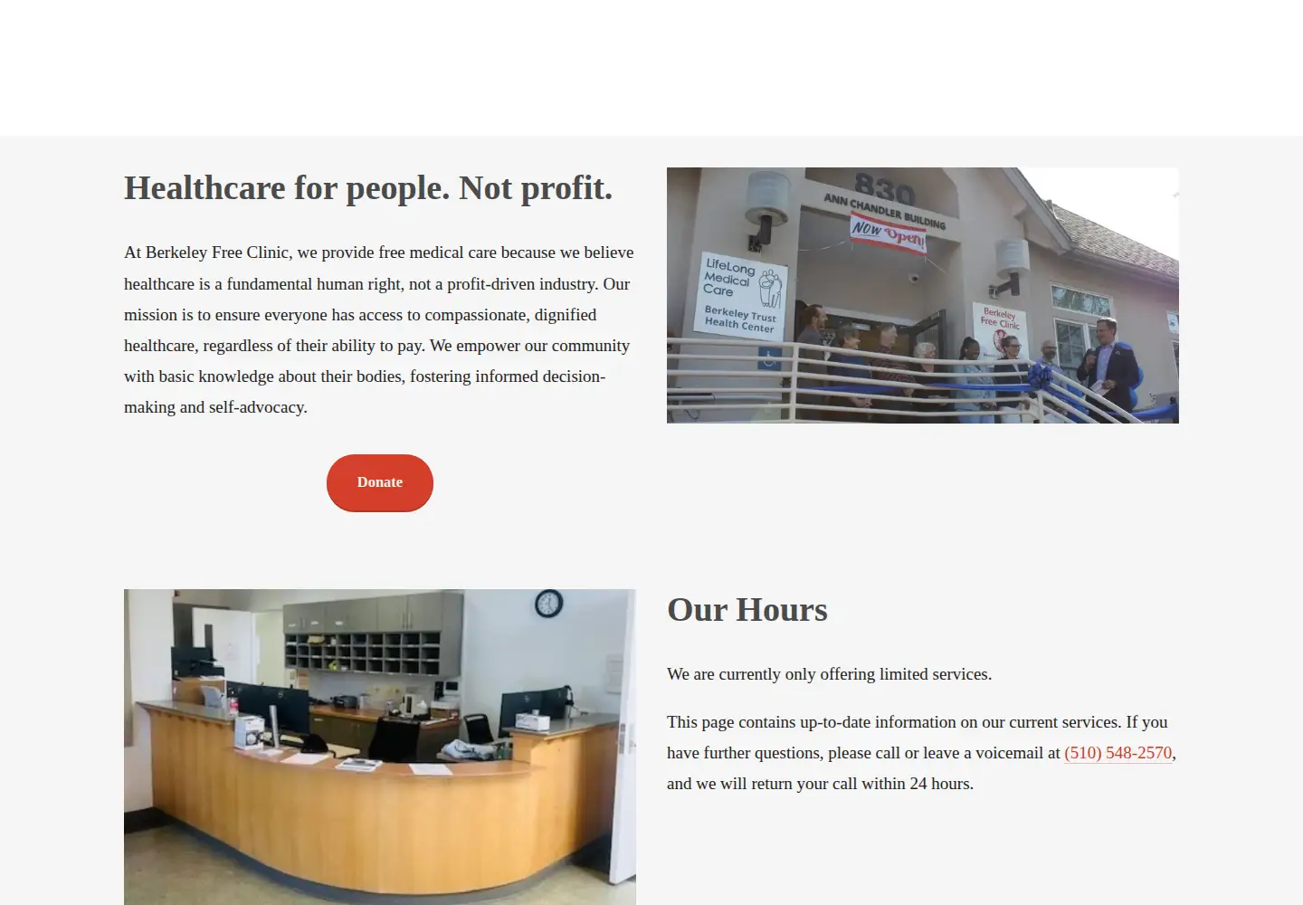 Screenshot of berkeleyfreeclinic.org