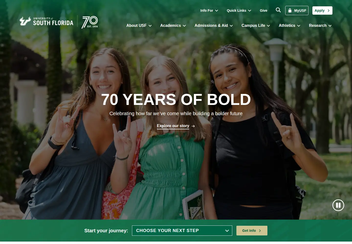Screenshot of usf.edu