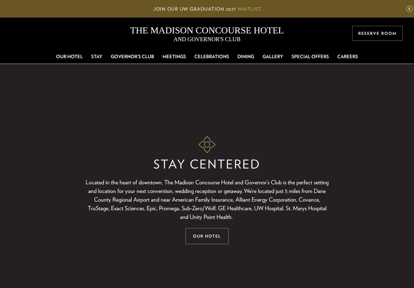 Screenshot of concoursehotel.com
