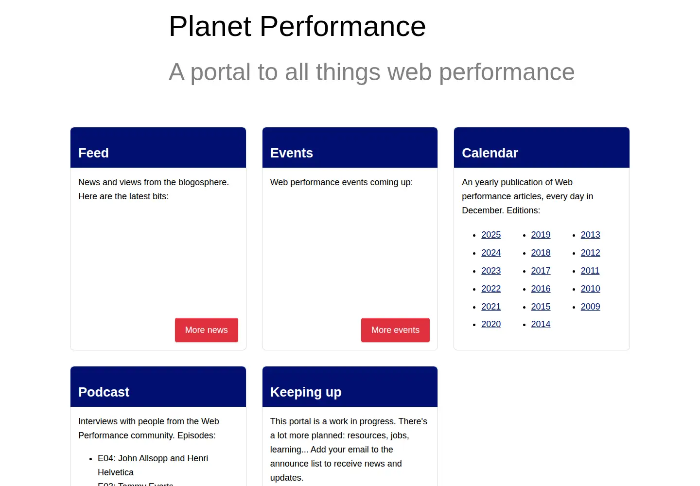 Screenshot of perfplanet.com