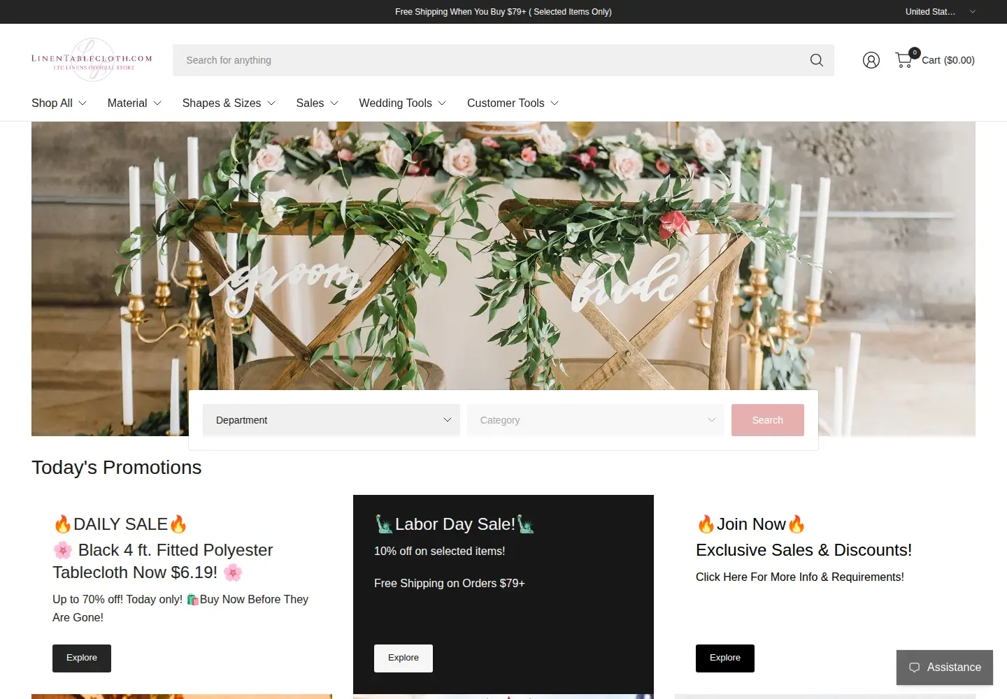 Screenshot of linentablecloth.com
