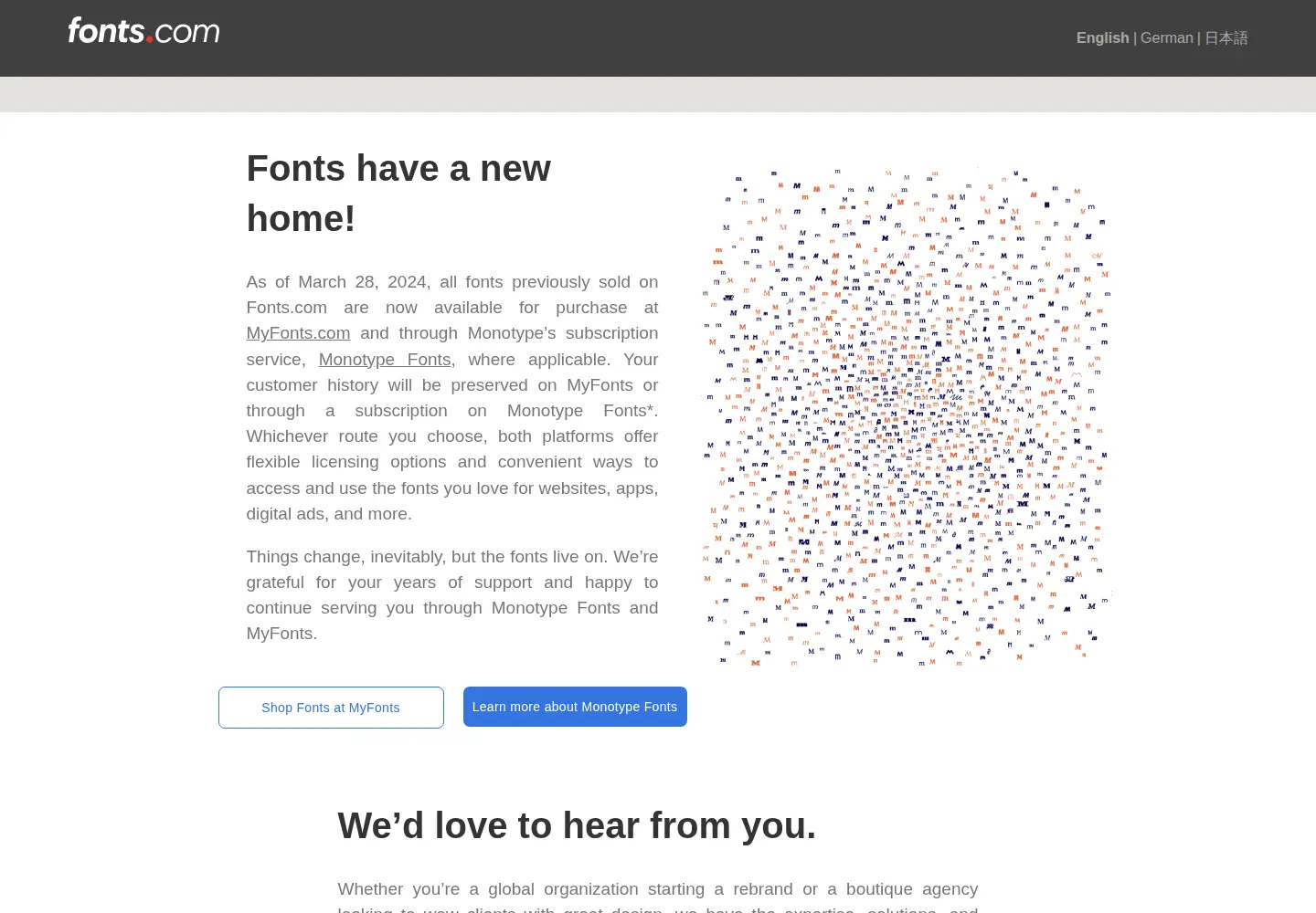 Screenshot of fonts.com