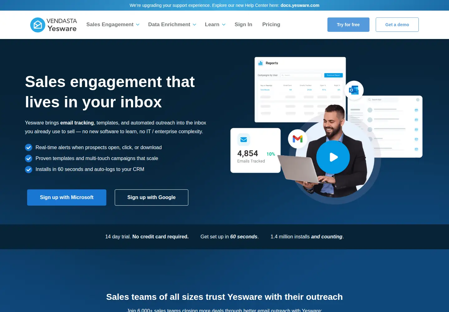 Screenshot of yesware.com