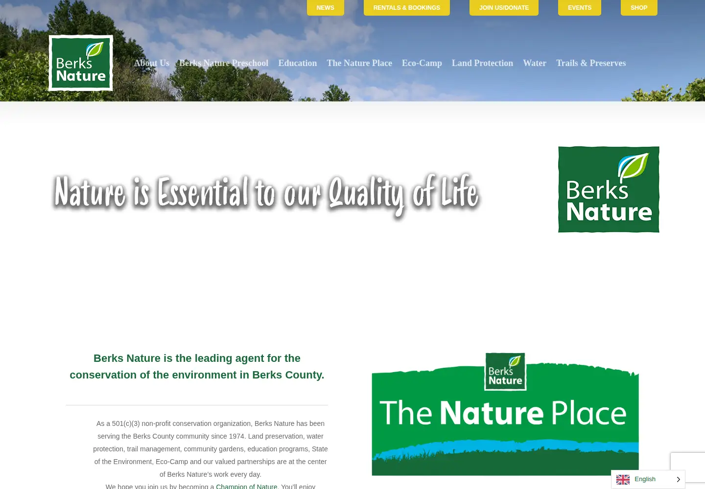 Screenshot of berksnature.org