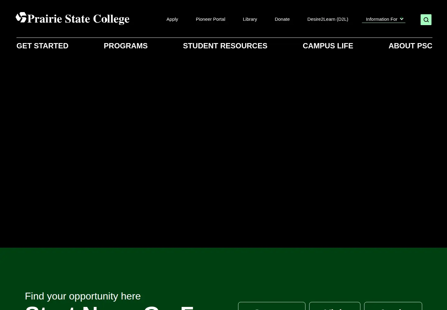 Screenshot of prairiestate.edu