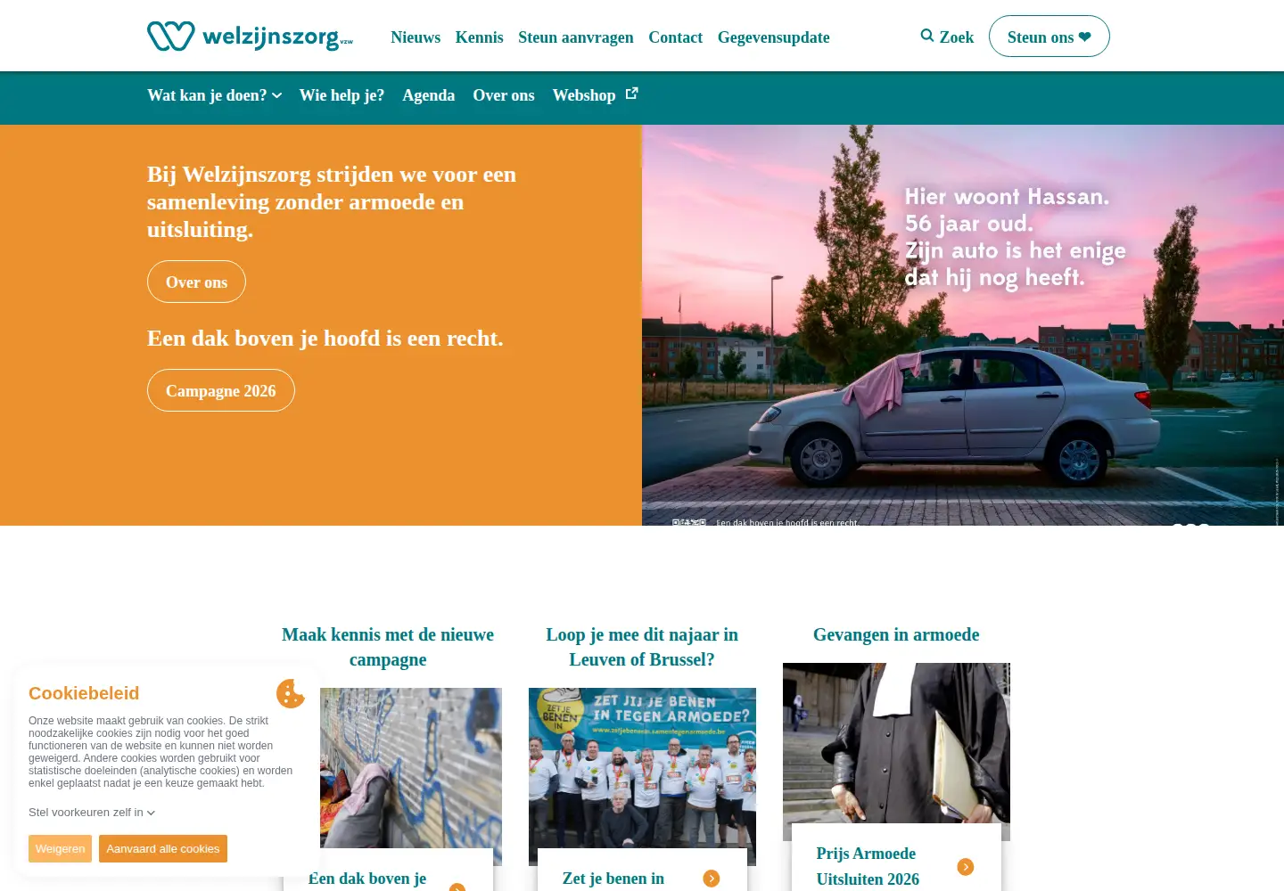 Captured homepage of welzijnszorg.be in the current scan