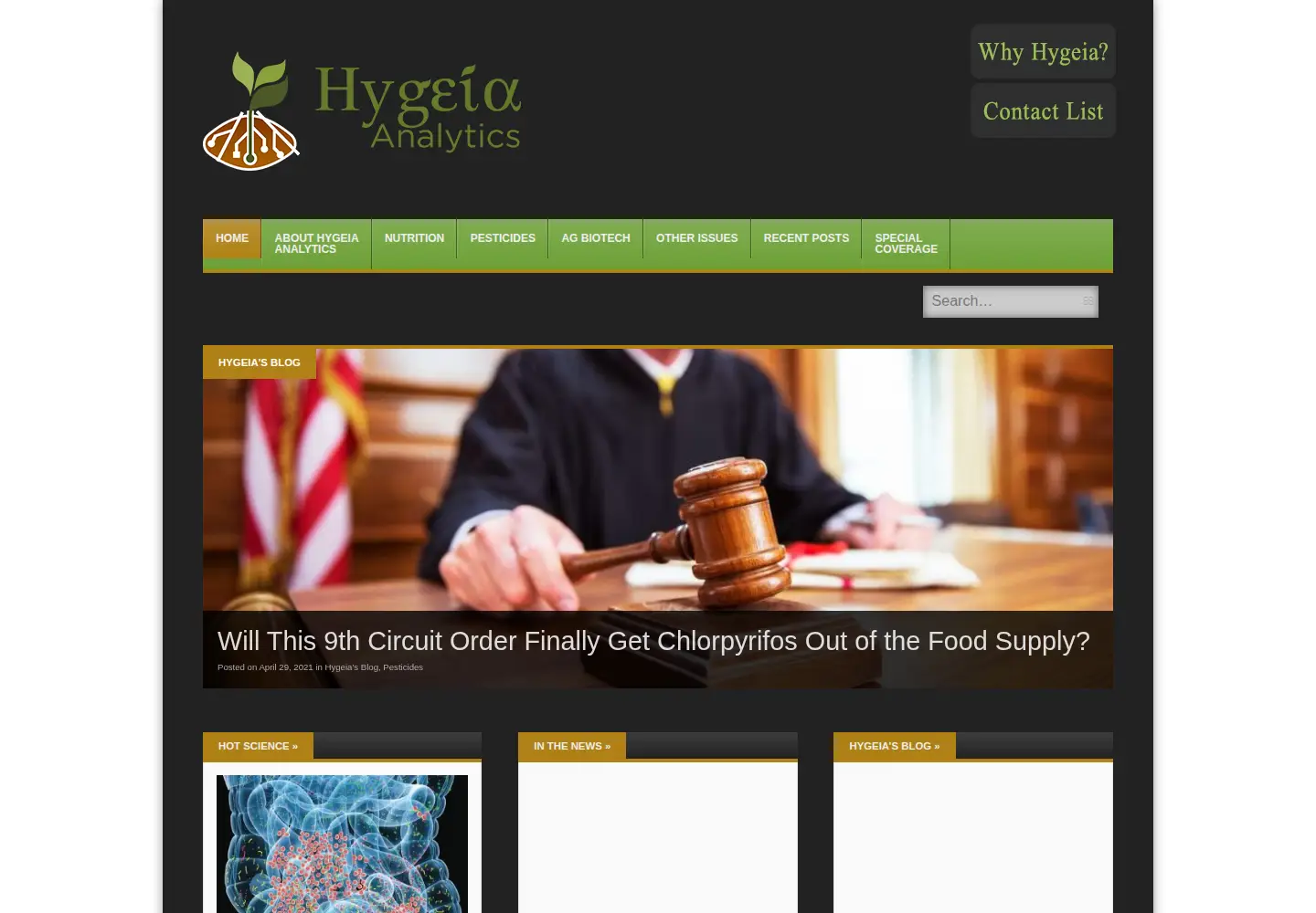 Captured homepage of hygeia-analytics.com in the current scan