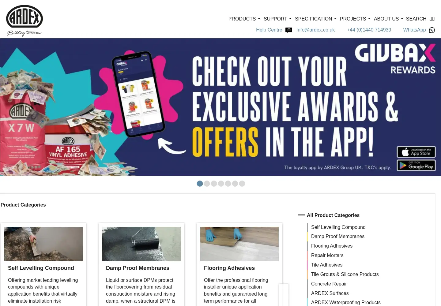 Captured homepage of ardex.co.uk in the current scan