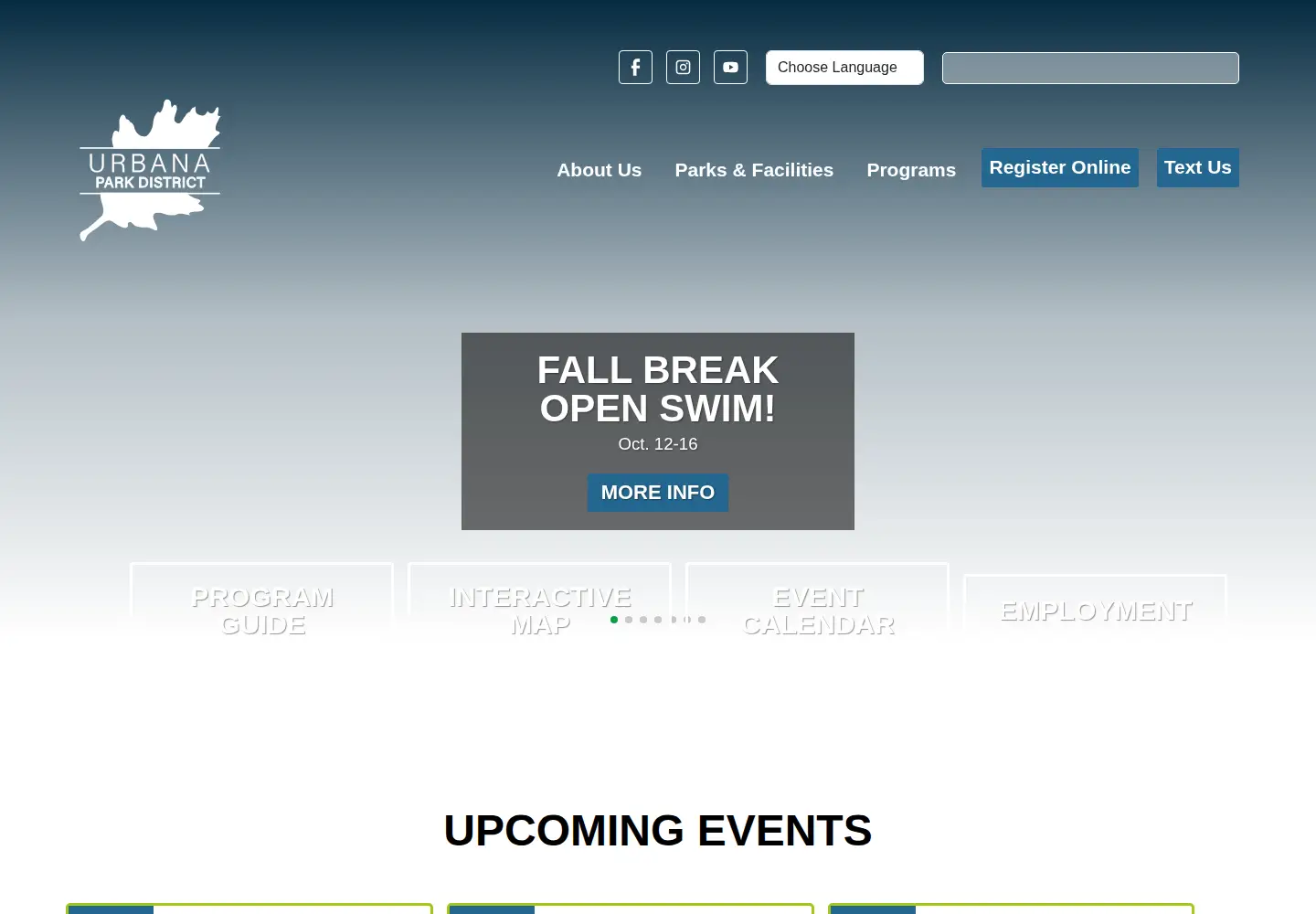 Captured homepage of urbanaparks.org in the current scan