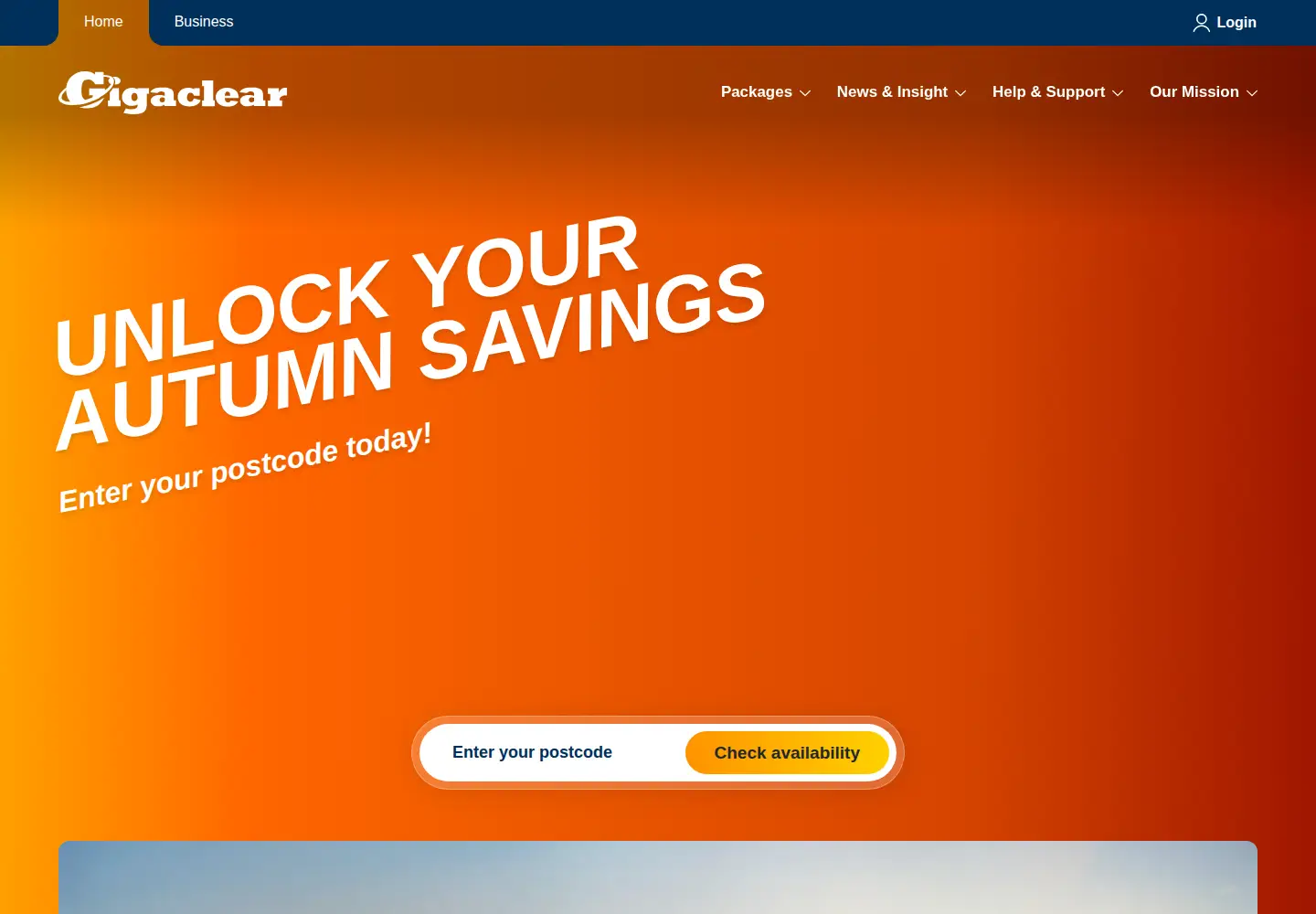Captured homepage of gigaclear.com in the current scan