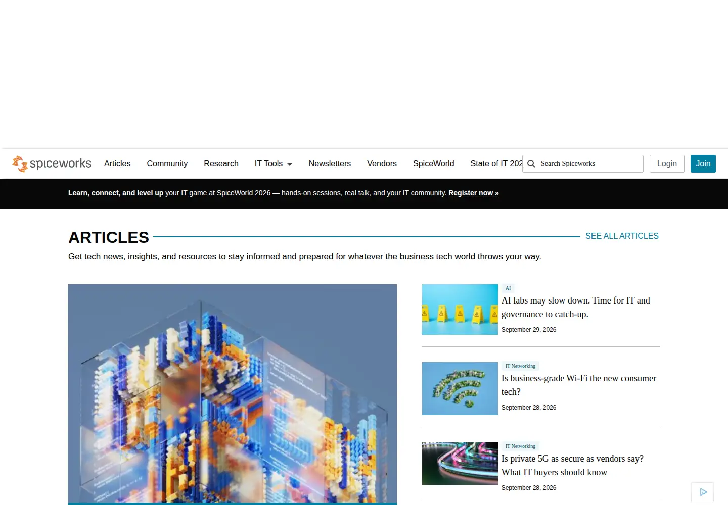 Screenshot of spiceworks.com