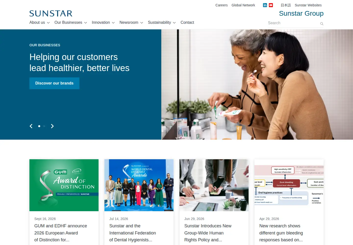 Captured homepage of sunstar.com in the current scan