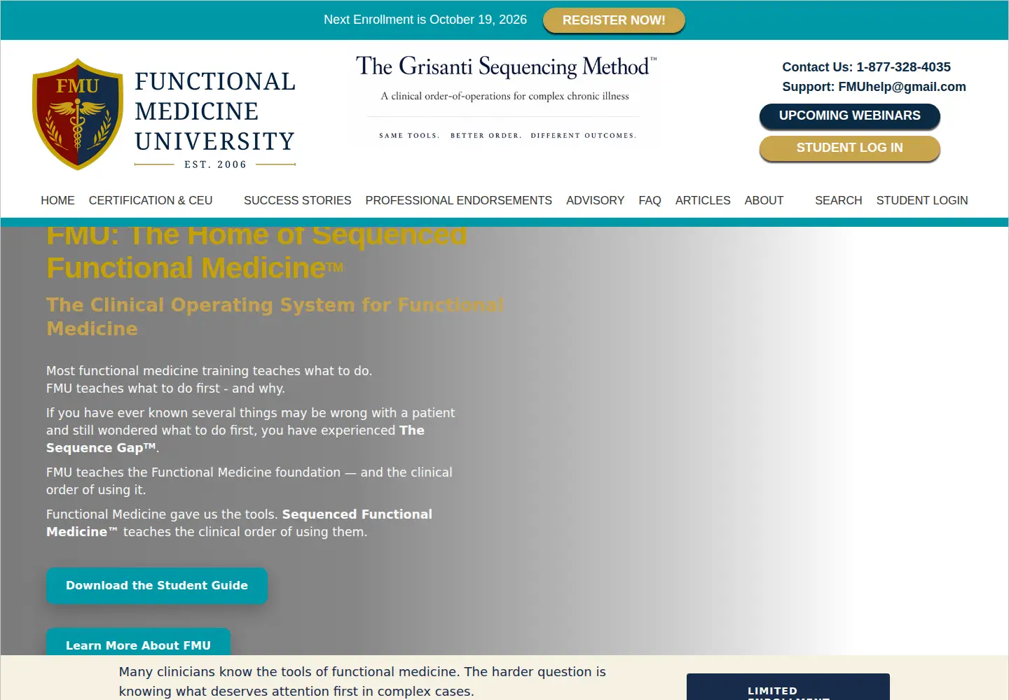 Captured homepage of functionalmedicineuniversity.com in the current scan