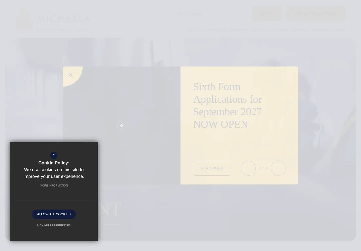 Captured homepage of michaela.education in the current scan