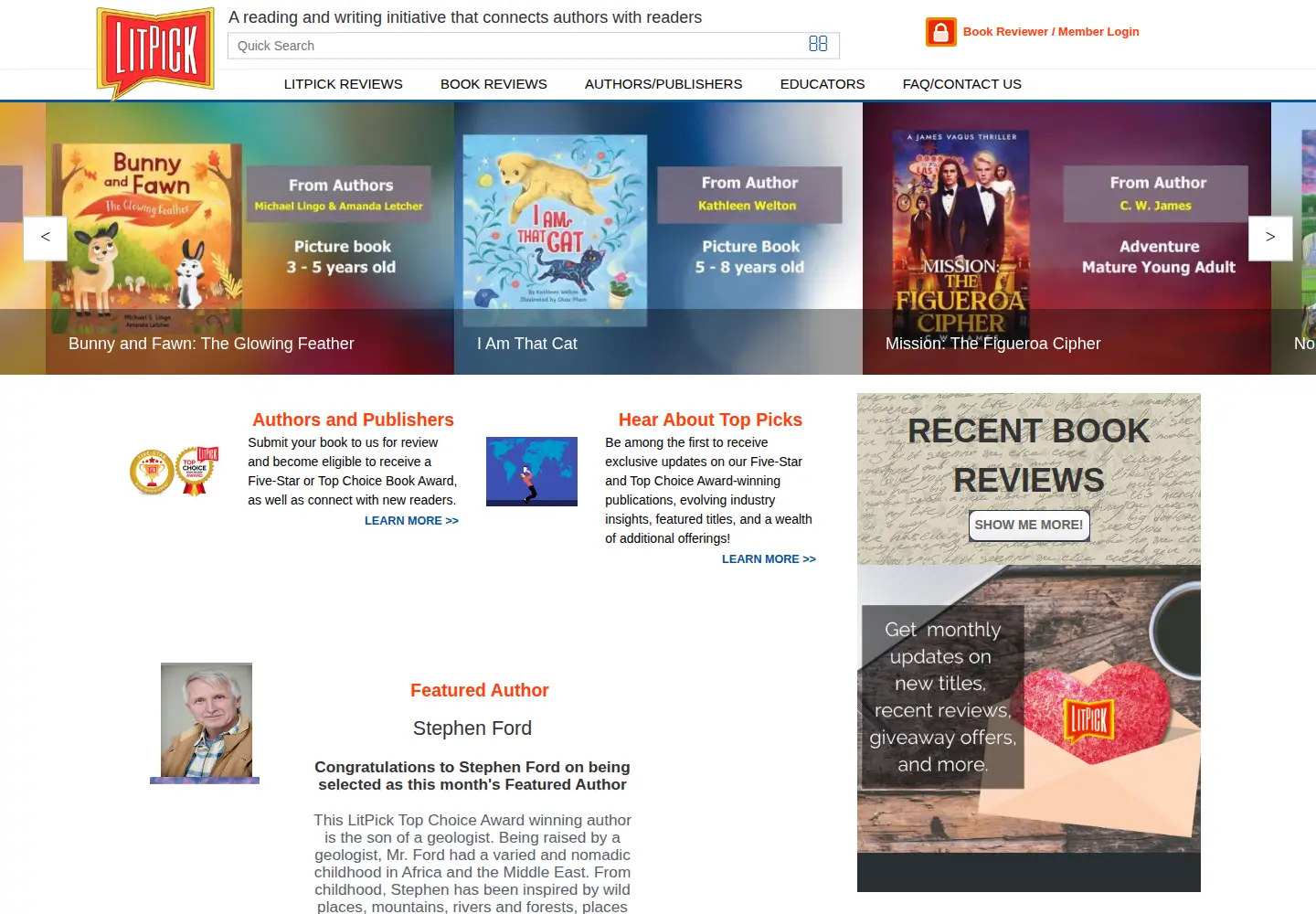 Captured homepage of litpick.com in the current scan