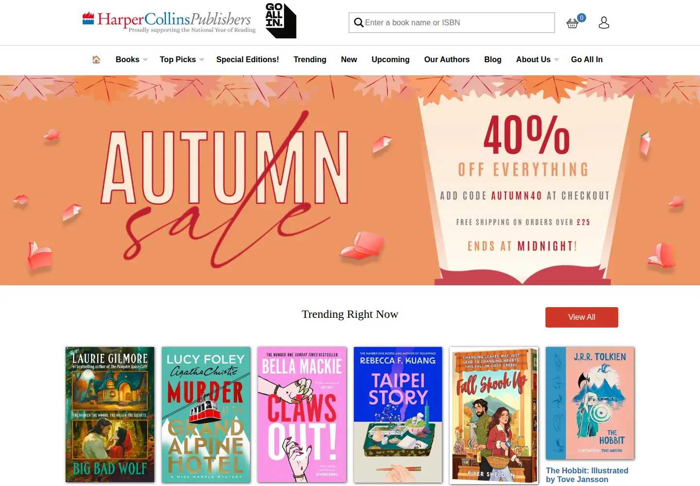 Screenshot of harpercollins.co.uk