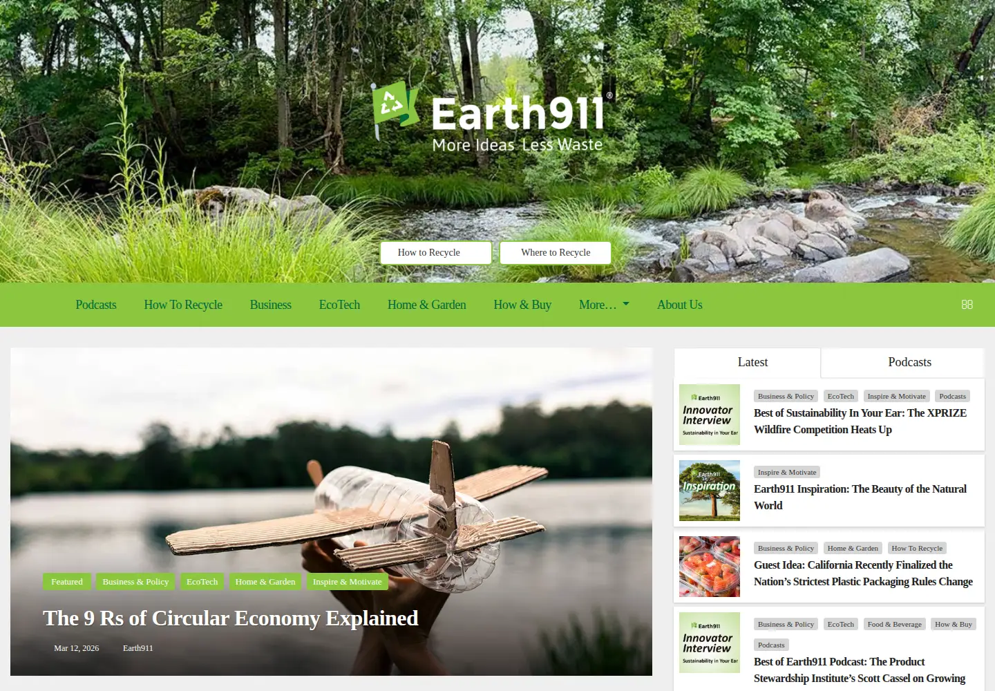 Screenshot of earth911.com