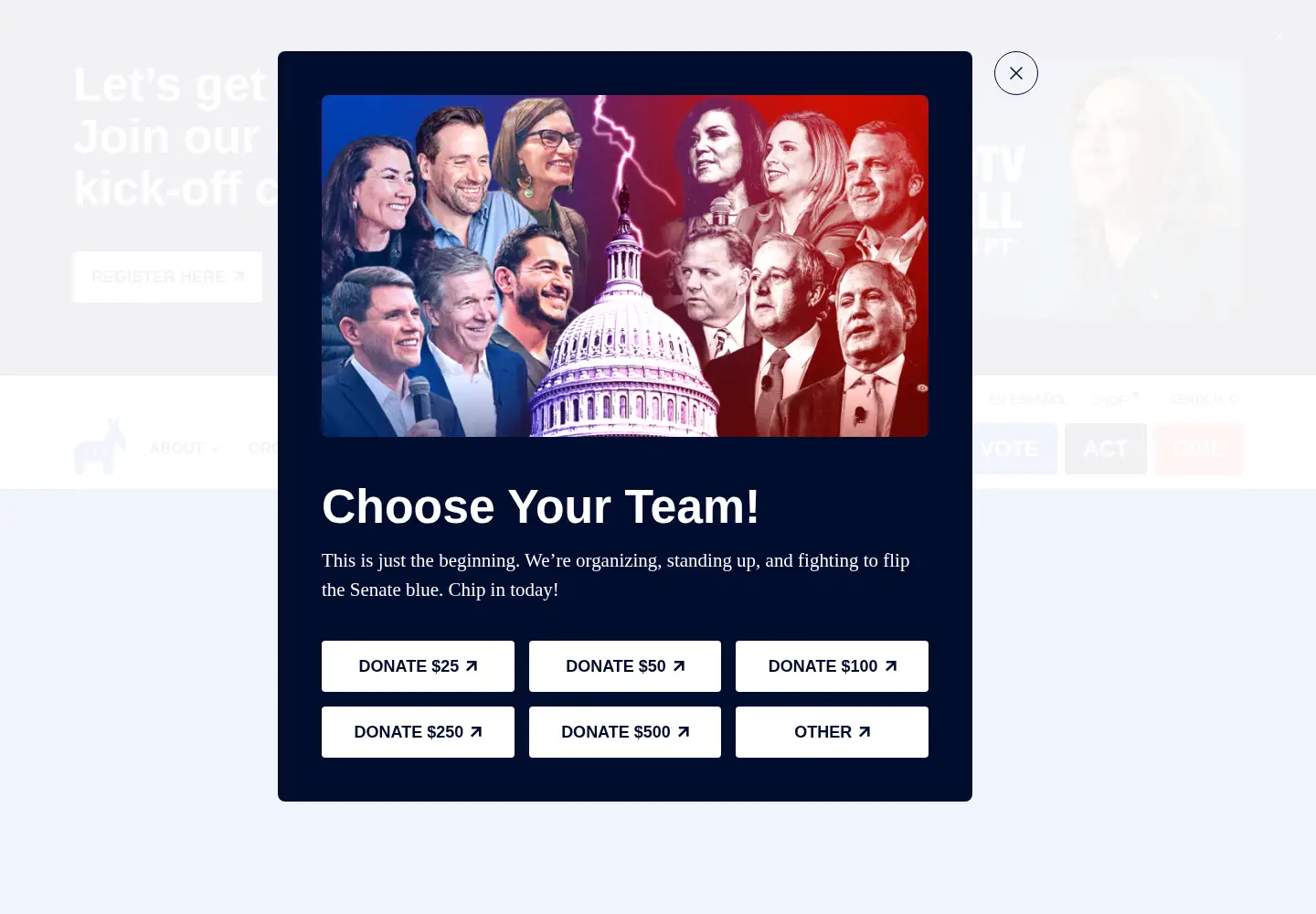 Screenshot of dnc.org