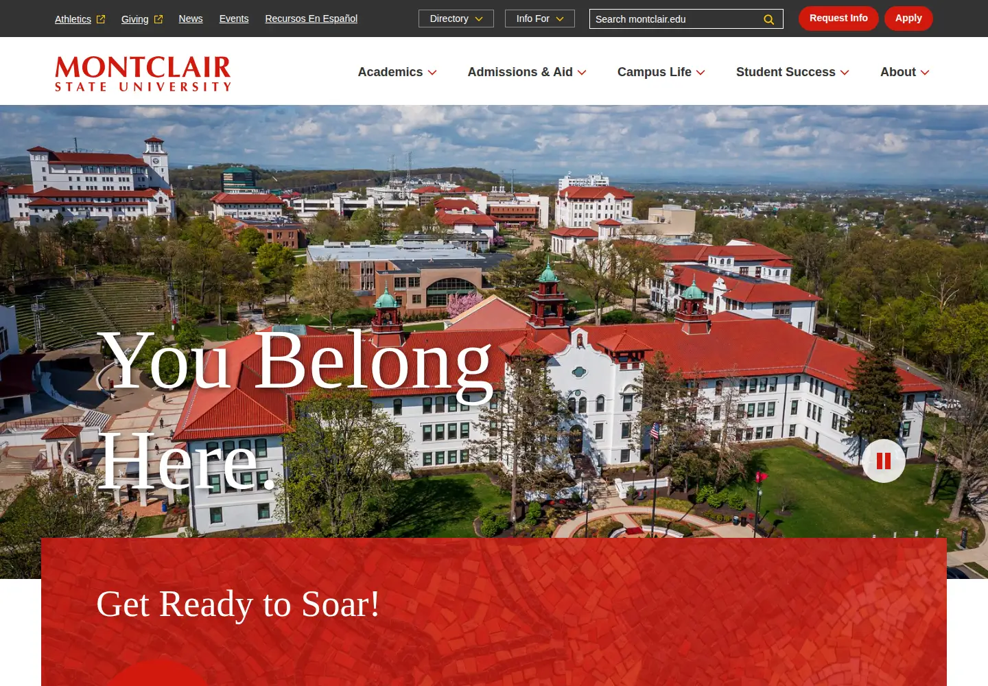 Screenshot of montclair.edu