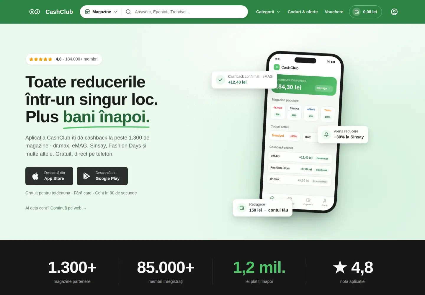 Screenshot of cashclub.ro