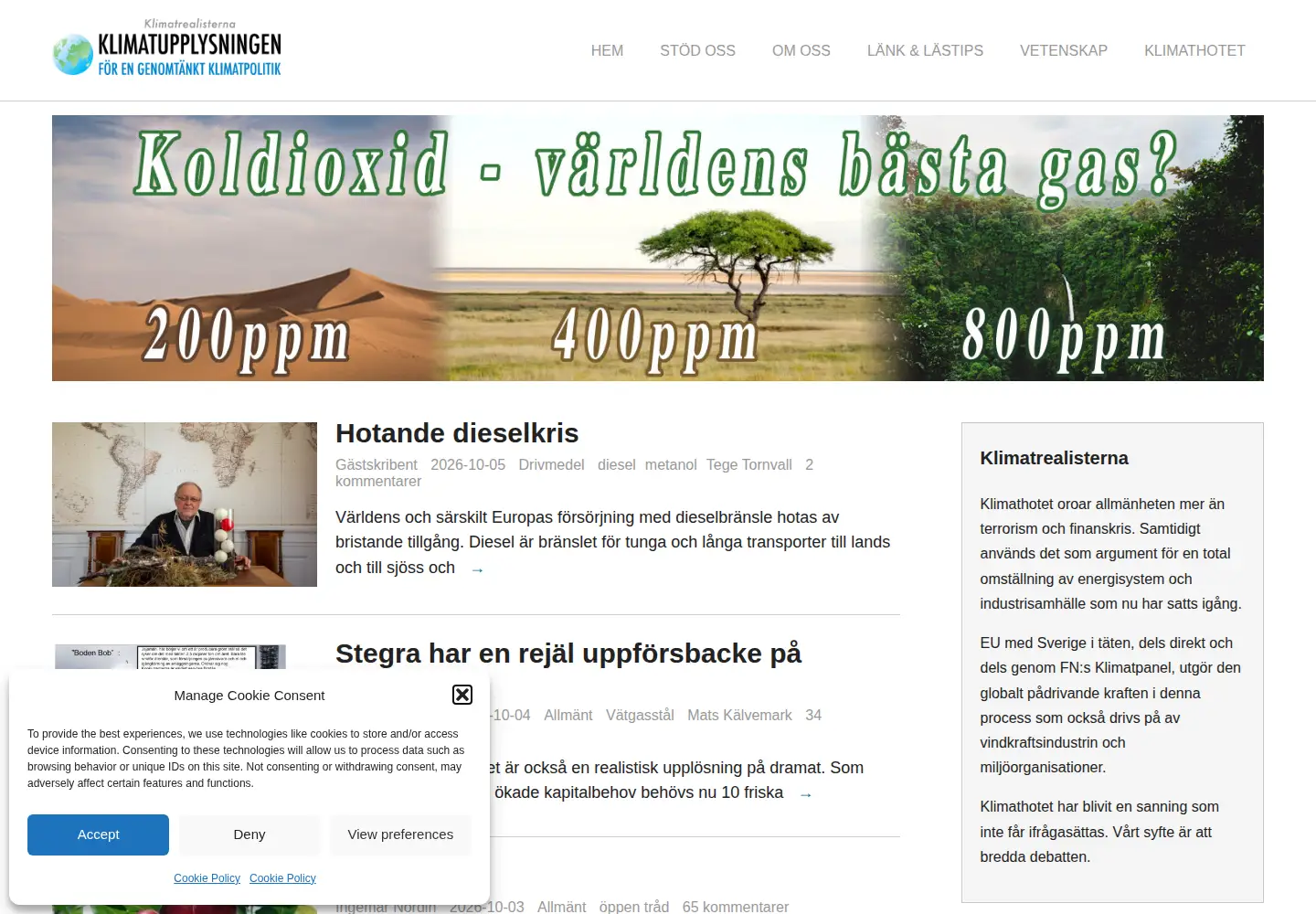 Screenshot of klimatupplysningen.se