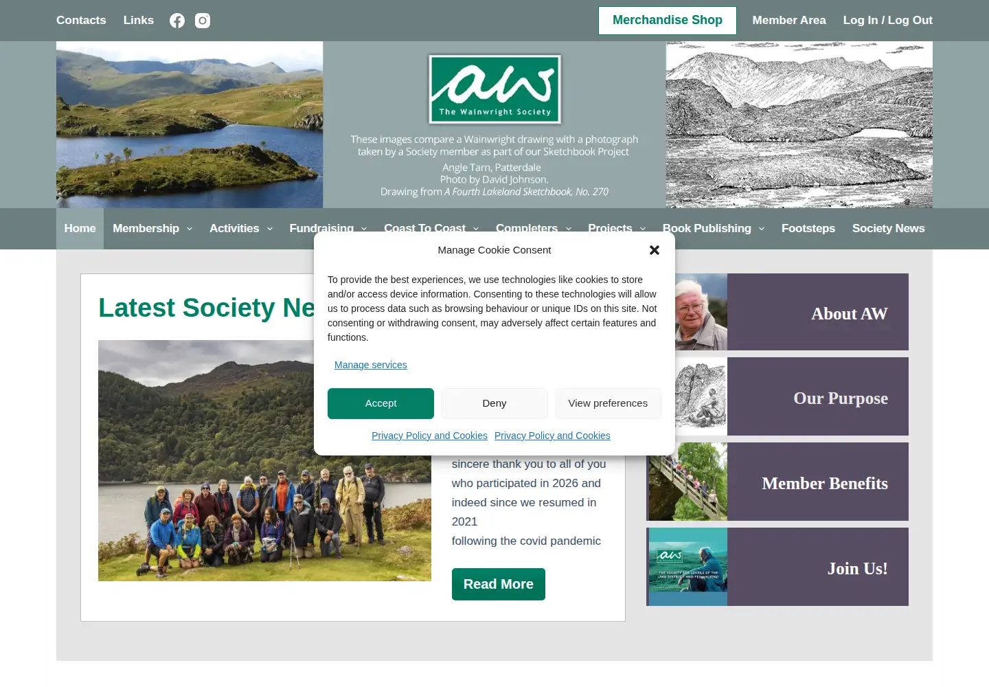 Captured homepage of wainwright.org.uk in the current scan