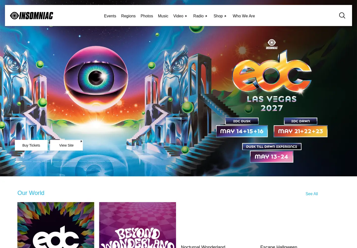 Captured homepage of insom.co in the current scan