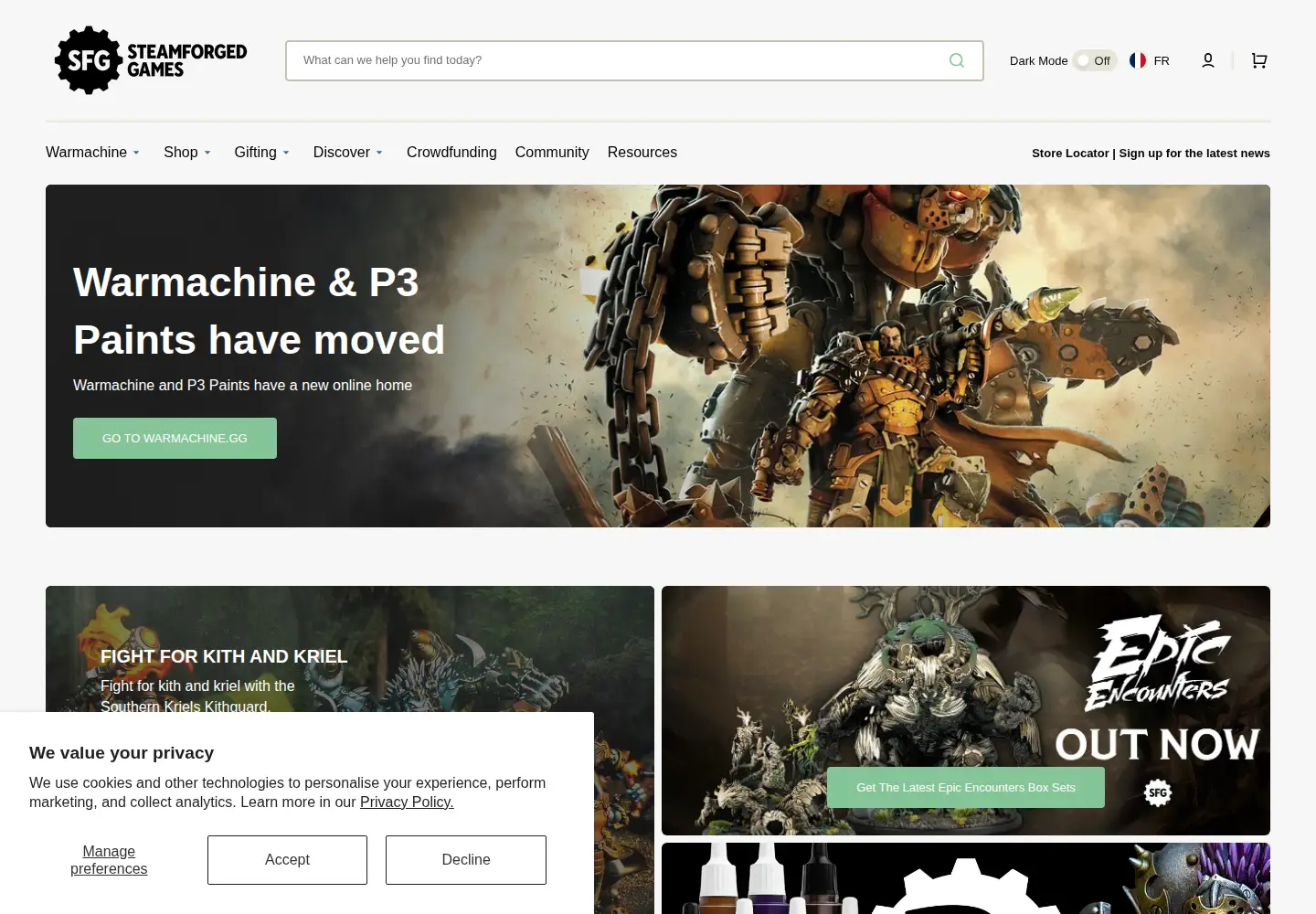 Captured homepage of steamforged.com in the current scan