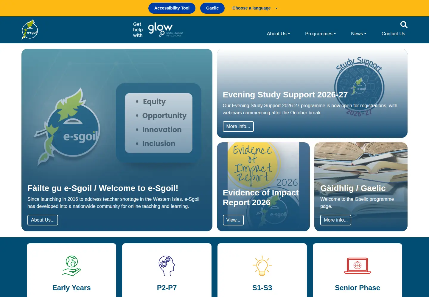 Captured homepage of e-sgoil.com in the current scan