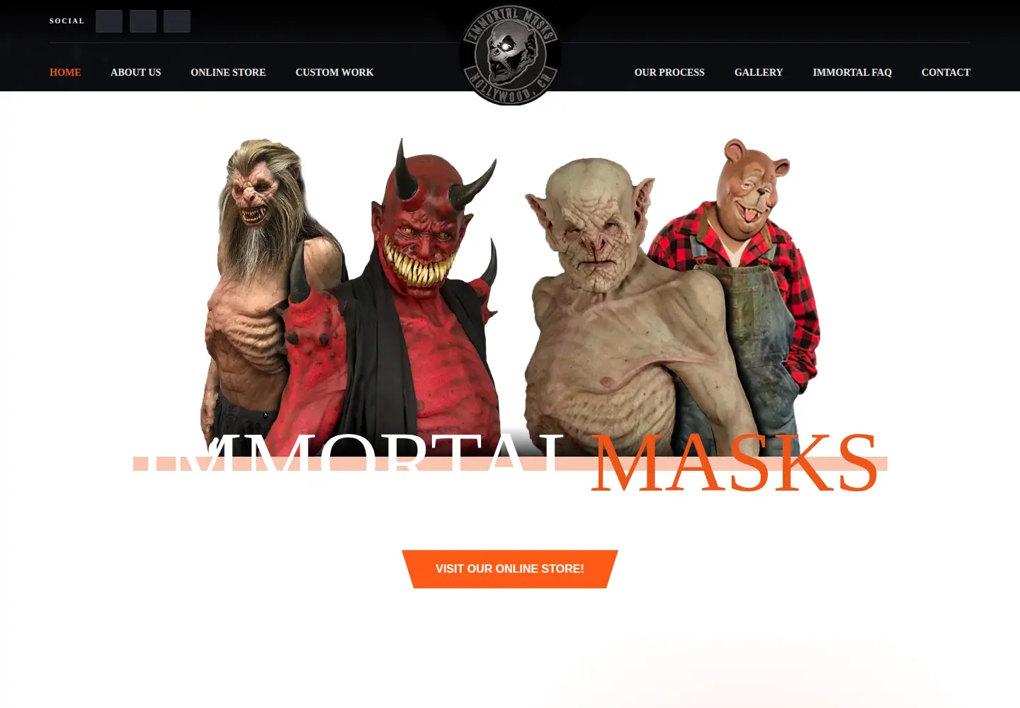 Captured homepage of immortalmasks.com in the current scan