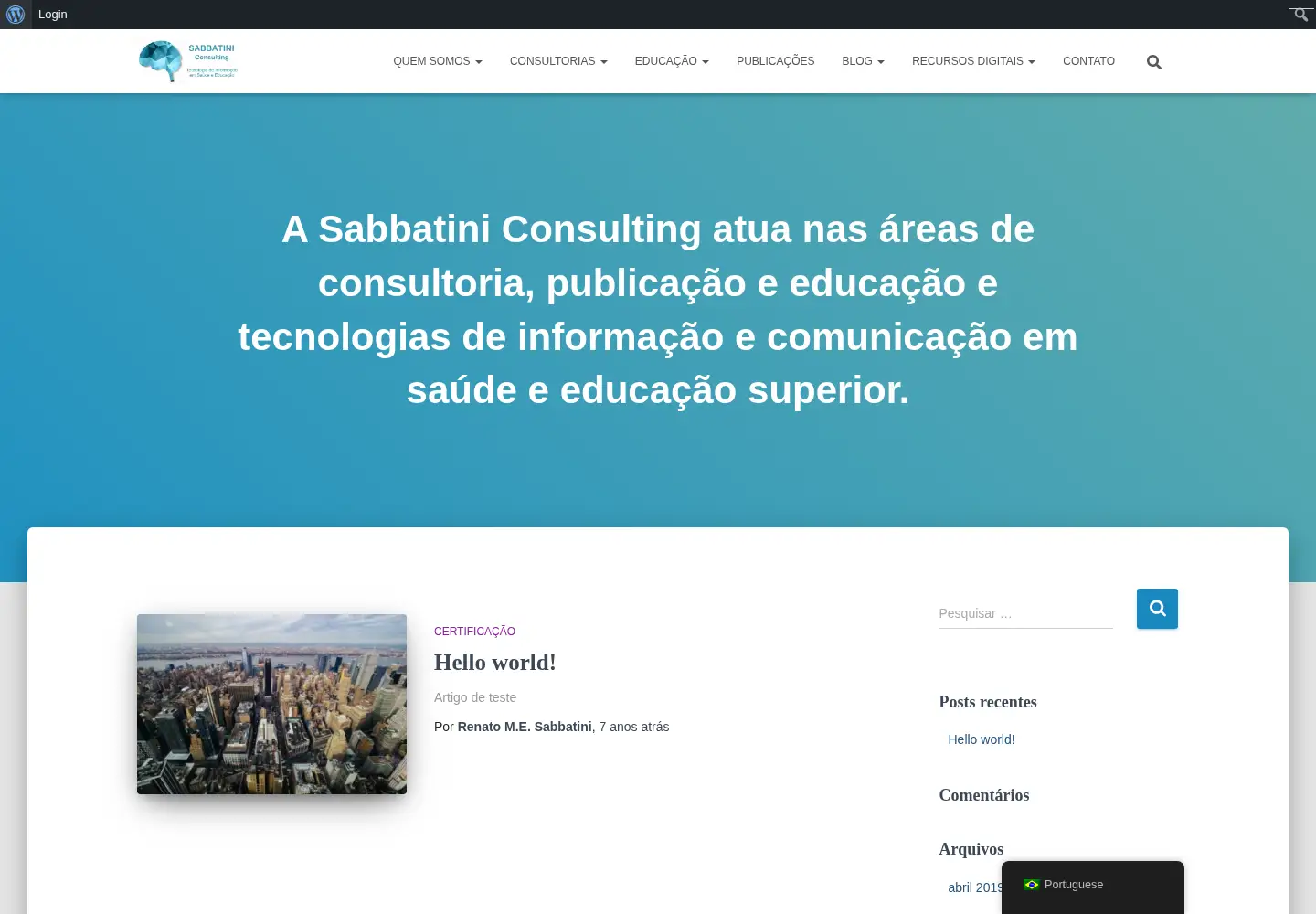 Captured homepage of sabbatini.com in the current scan