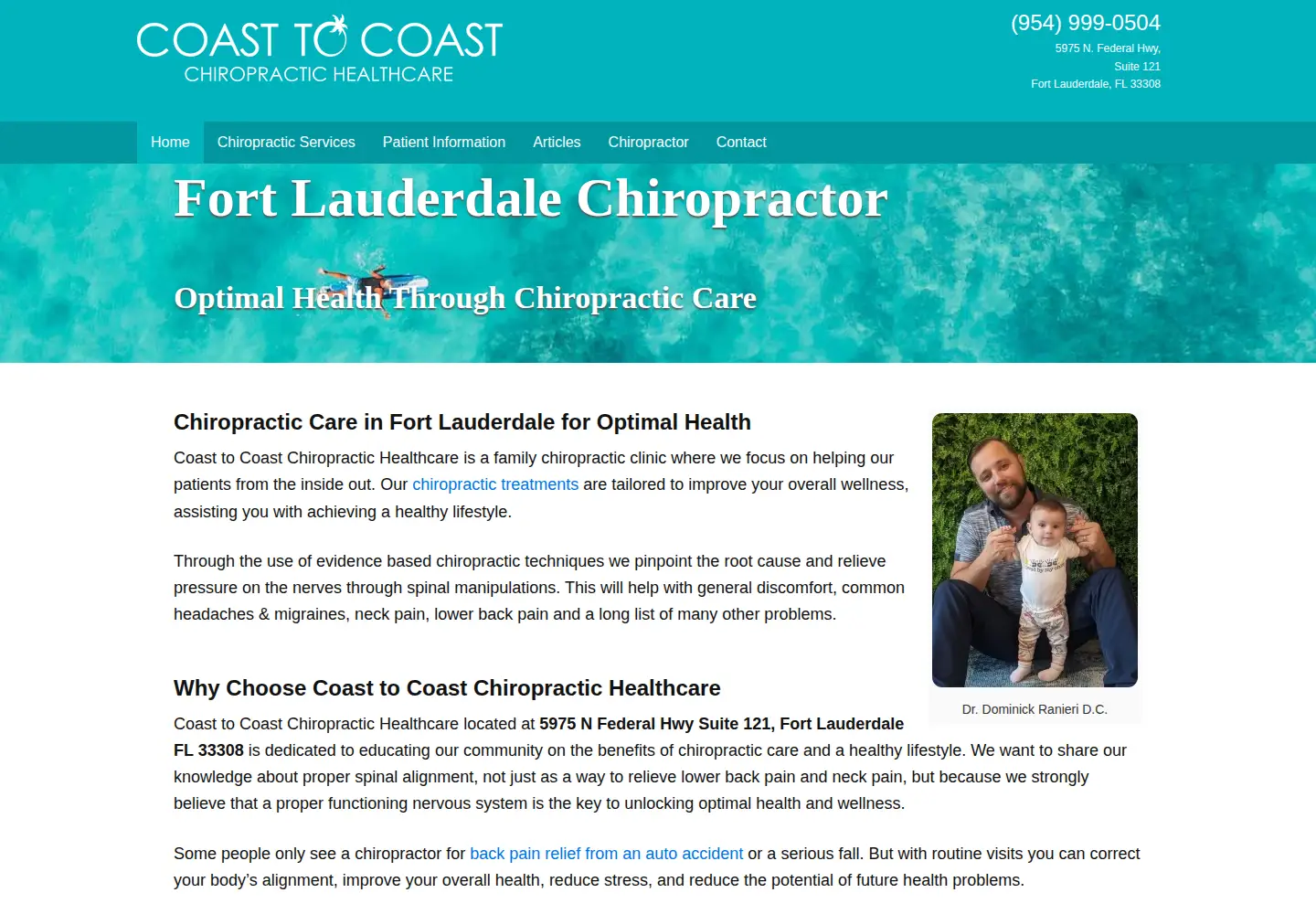 Captured homepage of coast2coastchiropractic.com in the current scan