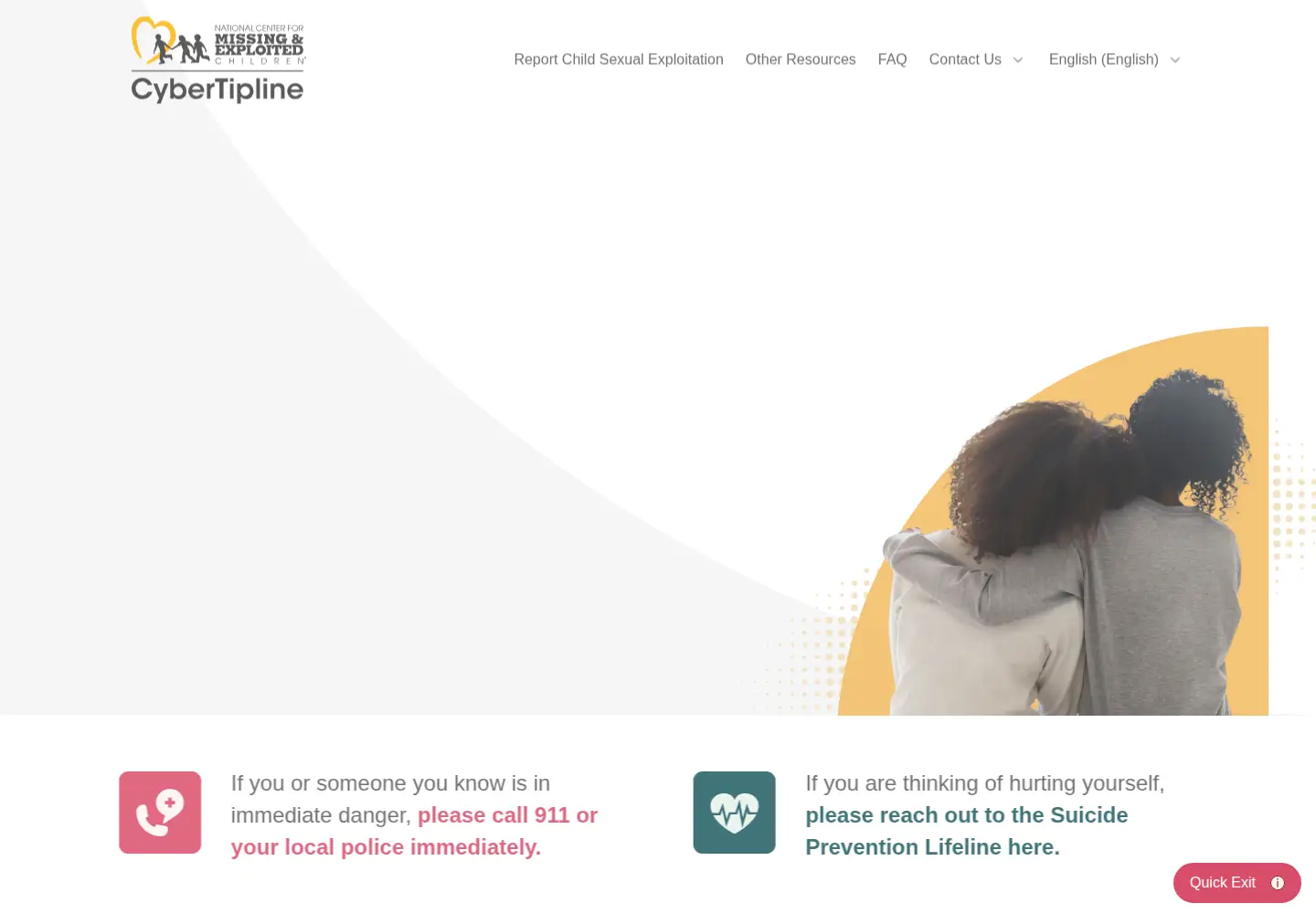 Screenshot of cybertipline.com