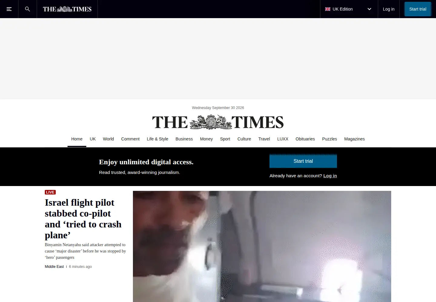 Screenshot of thetimes.com