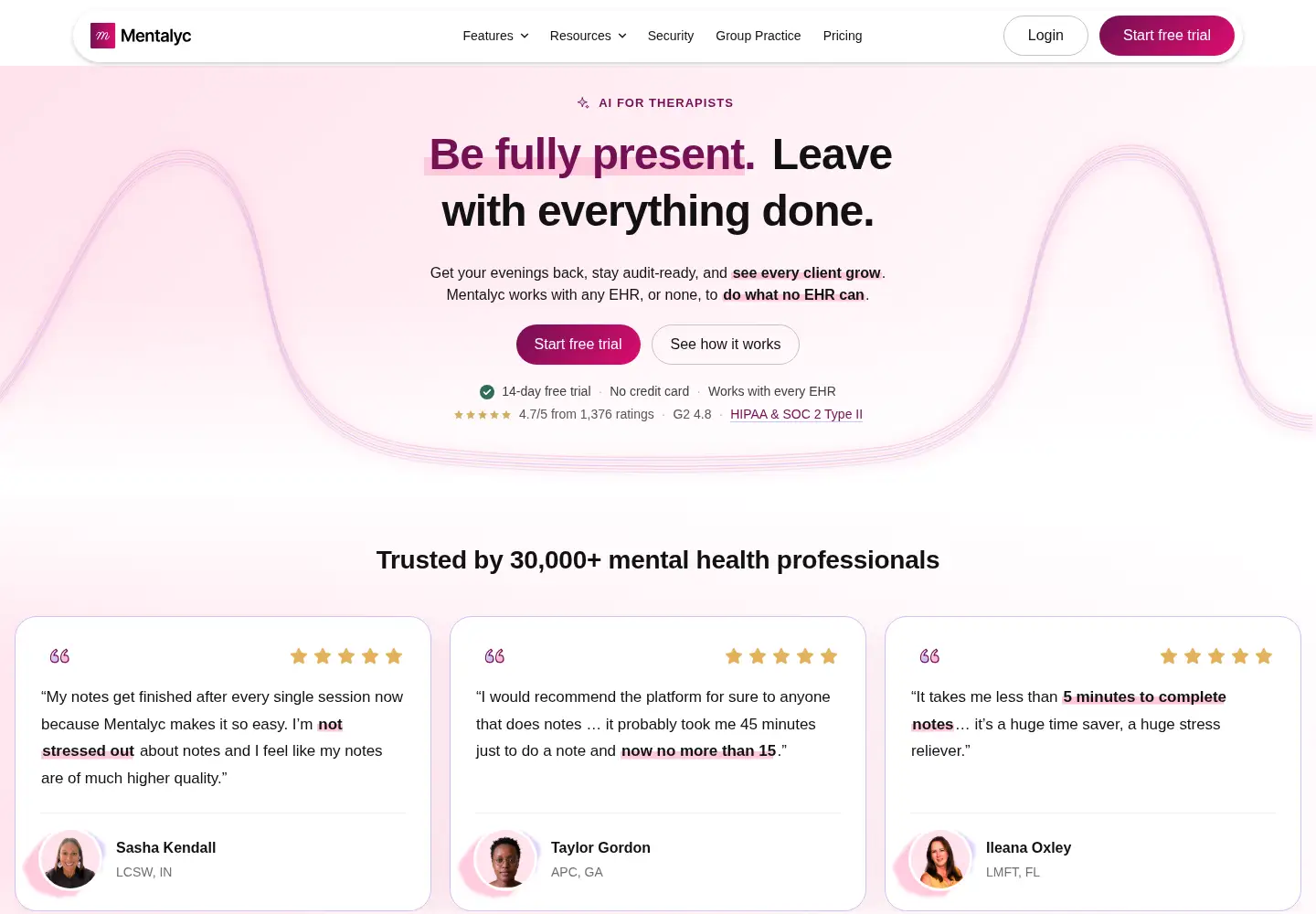 Screenshot of mentalyc.com