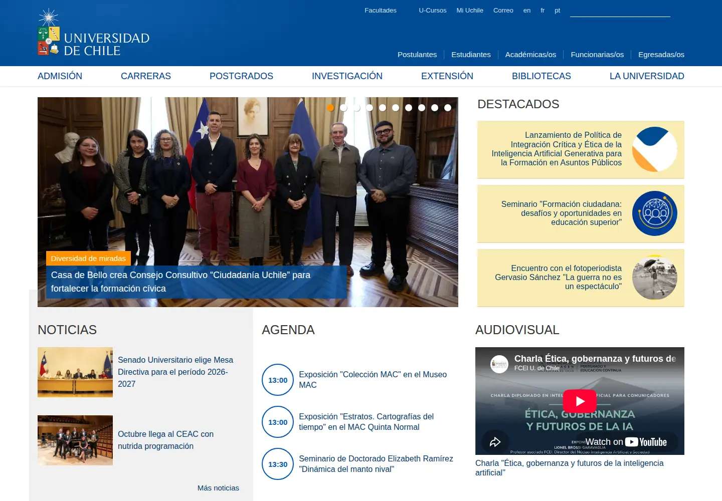 Screenshot of uchile.cl