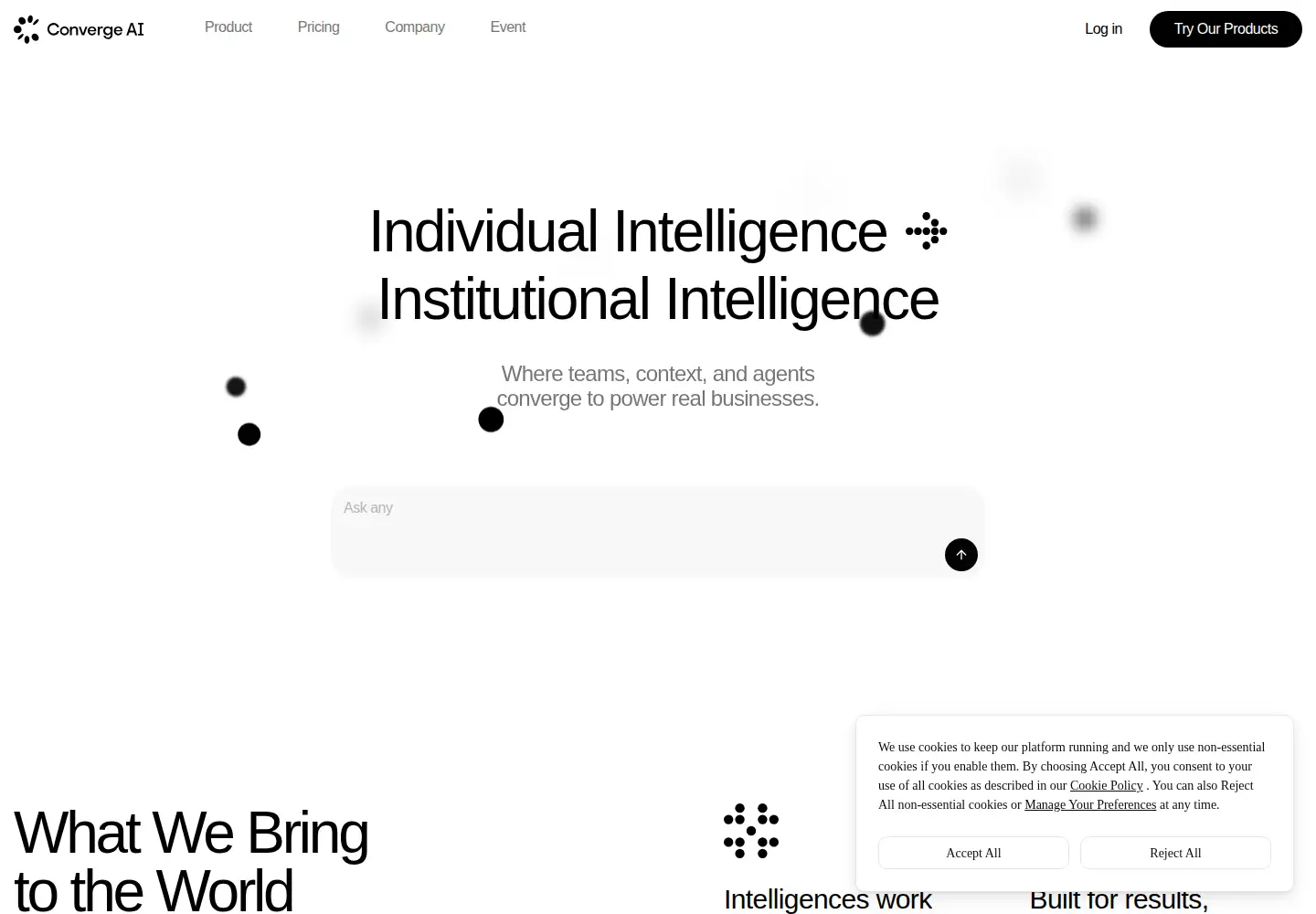 Captured homepage of converge.ai in the current scan