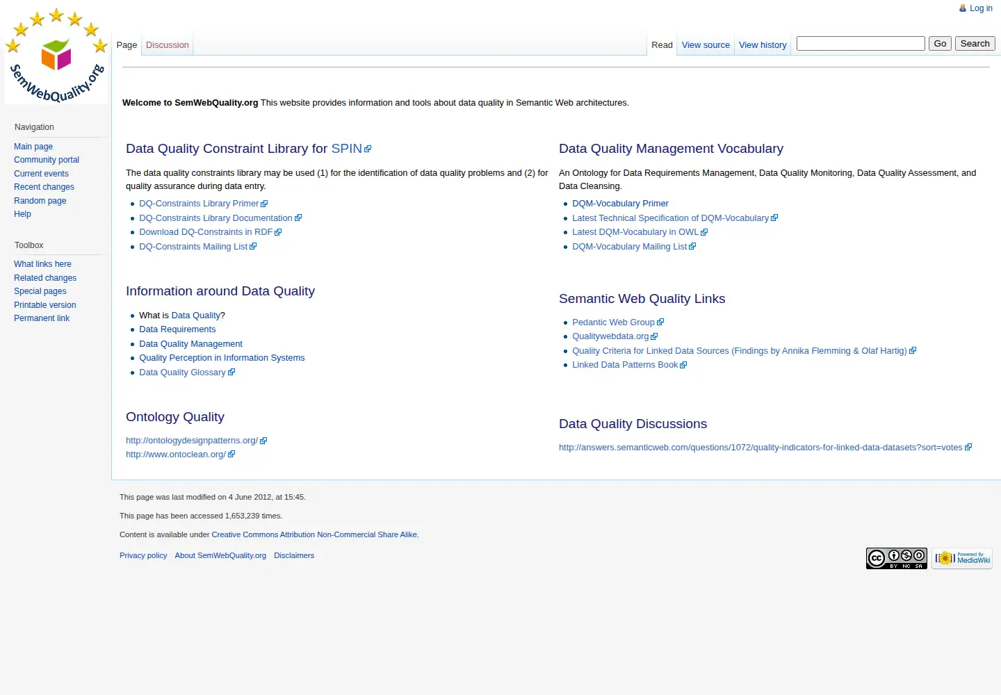 Screenshot of semwebquality.org